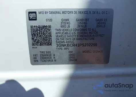 2023 Chevrolet Blazer Fwd 2Lt из США, поврежденный, VIN 3GNKBCR41PS232255